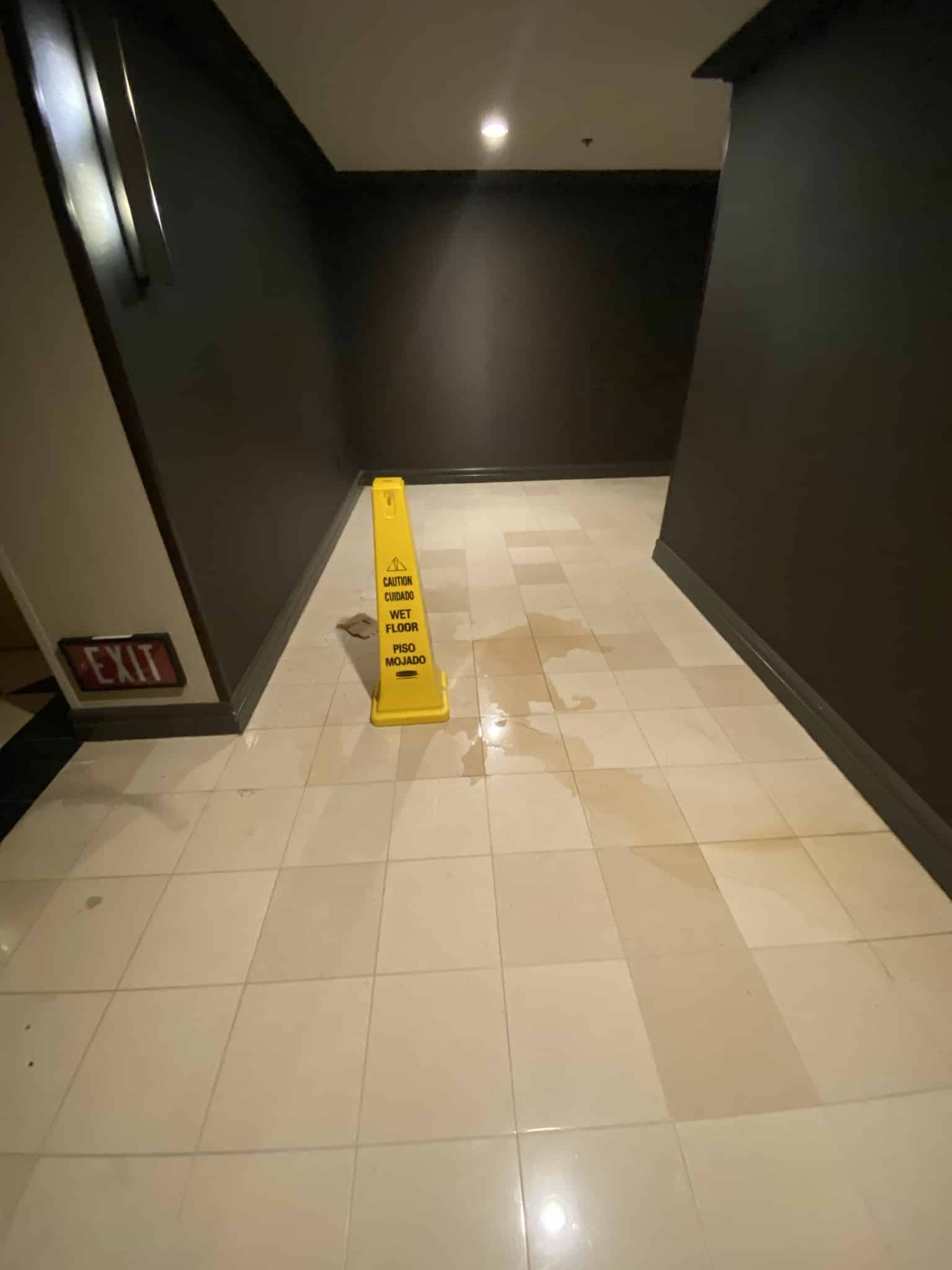 Spill on floor that needs an anti-slip coating for your protection