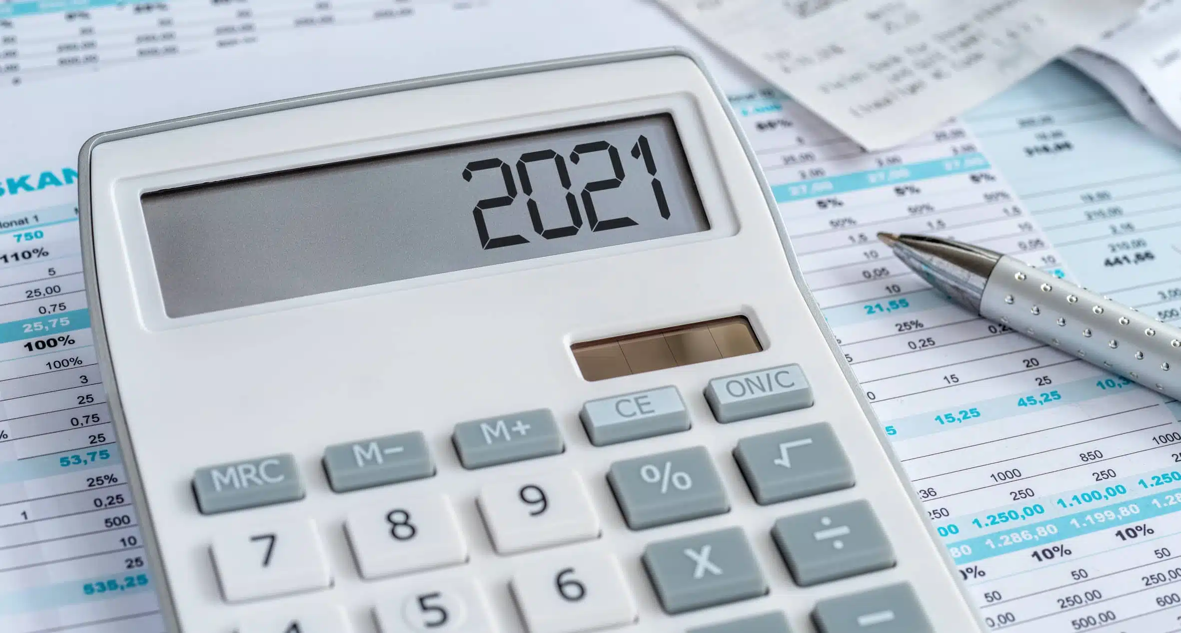 A calculator with the 2021 on the display while calculating non-slip coating prices