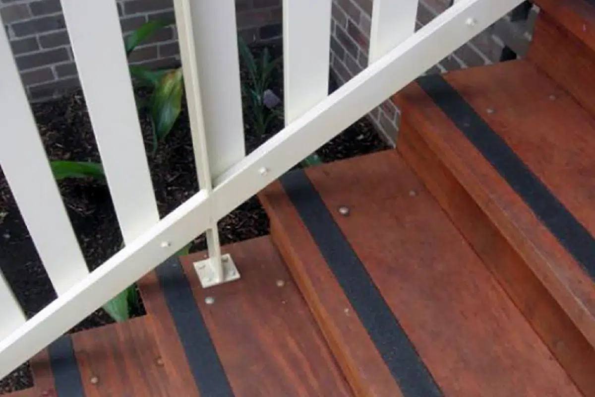 Non Skid tape on wooden stairs