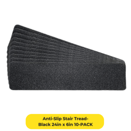 Anti-Slip Stair Tread-Black 24in x 6in 10-PACK
