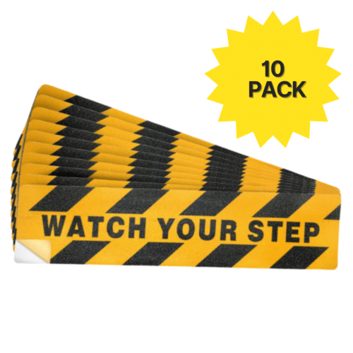 Anti-Slip Stair Tread-Watch Your Step 24in x 6in 10-PACK